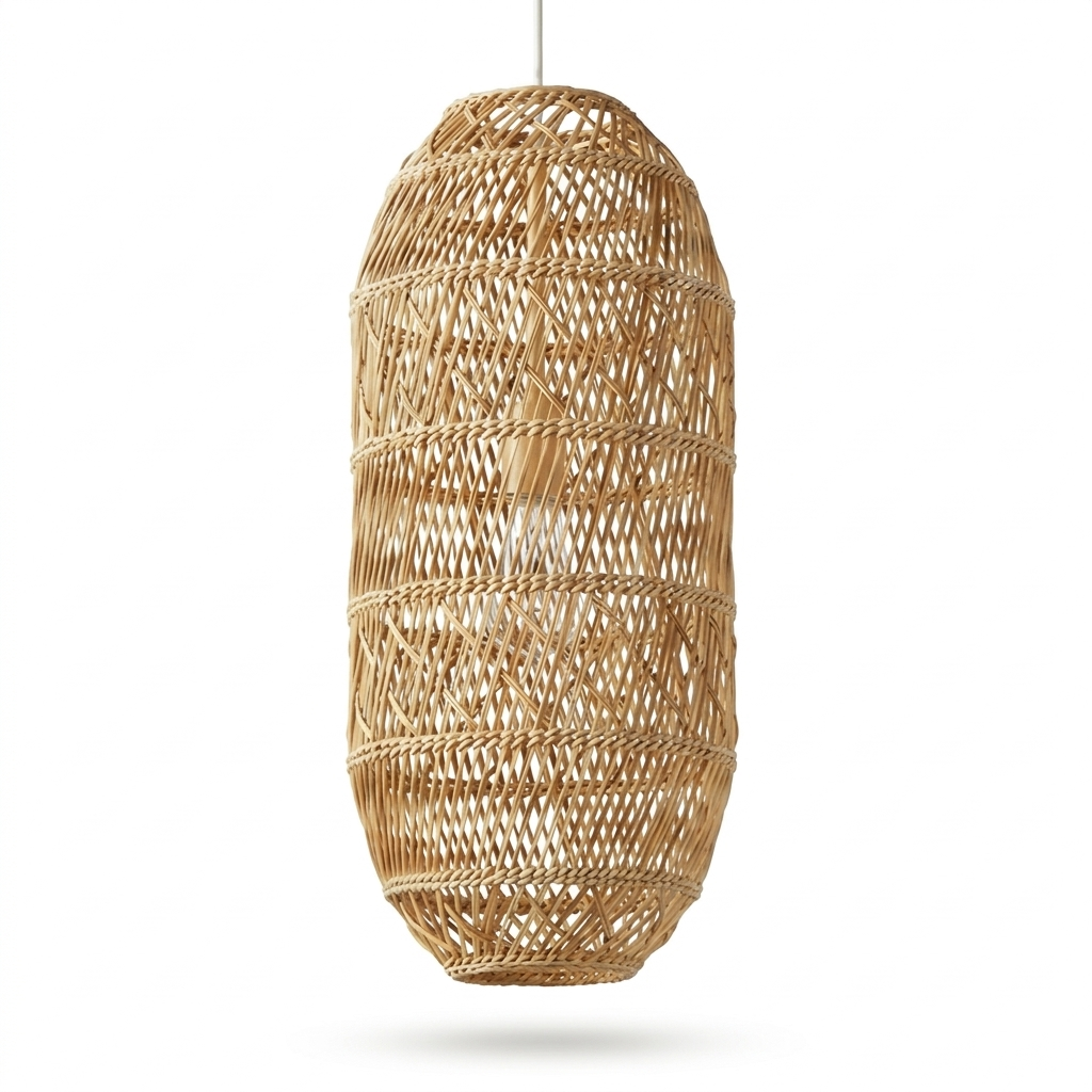 Handwoven Cane Pendant Ceiling Lamp