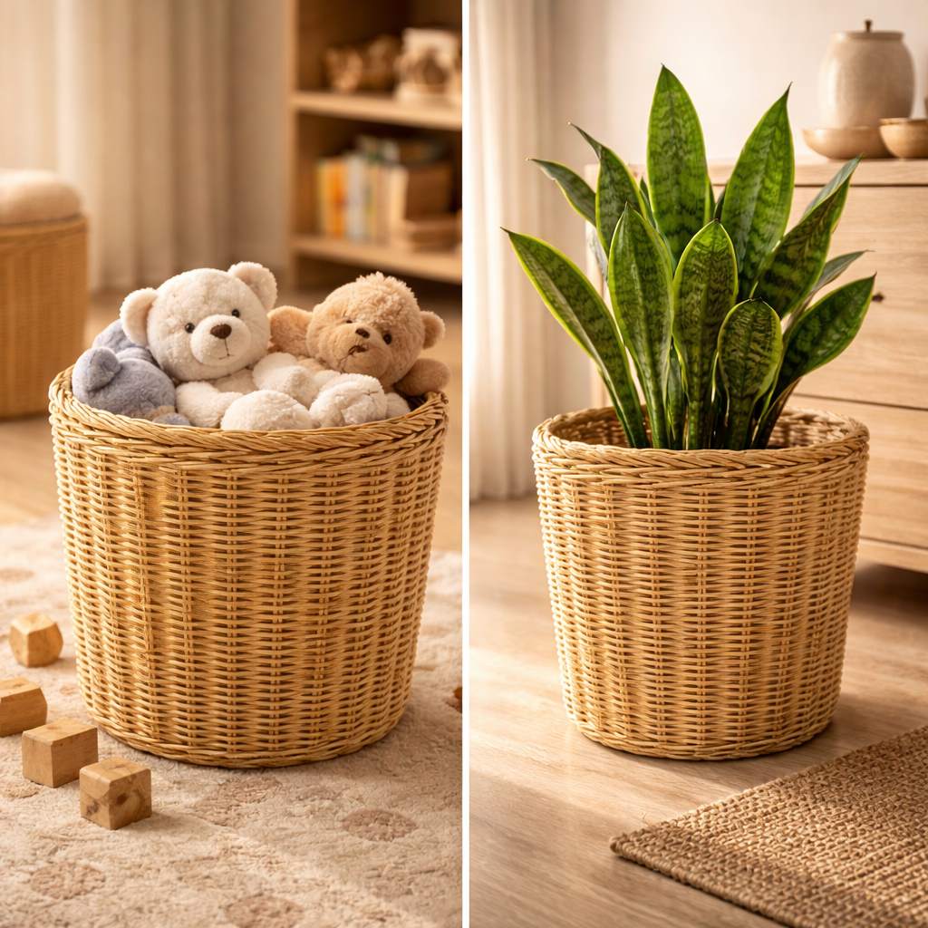 Handwoven Rattan Planter / Laundry Basket