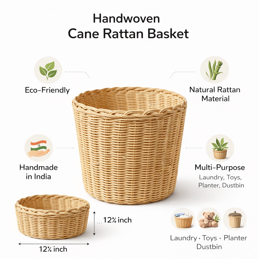 Handwoven Rattan Planter / Laundry Basket