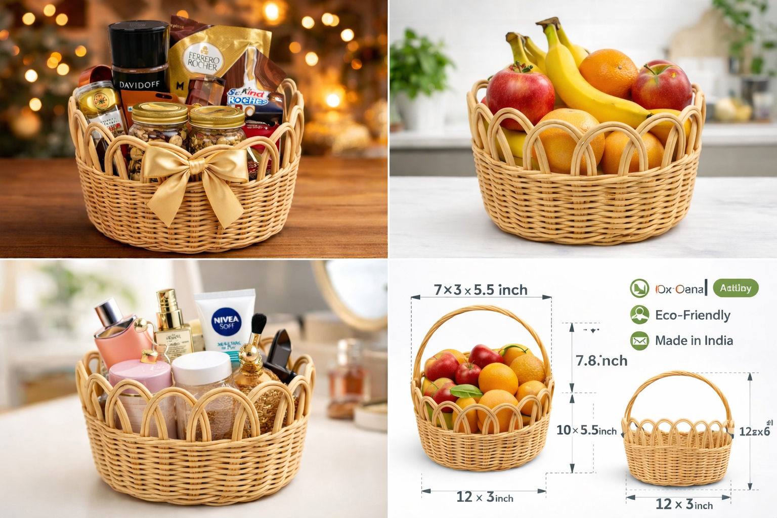 Handwoven Rattan Fruits / Gift Basket
