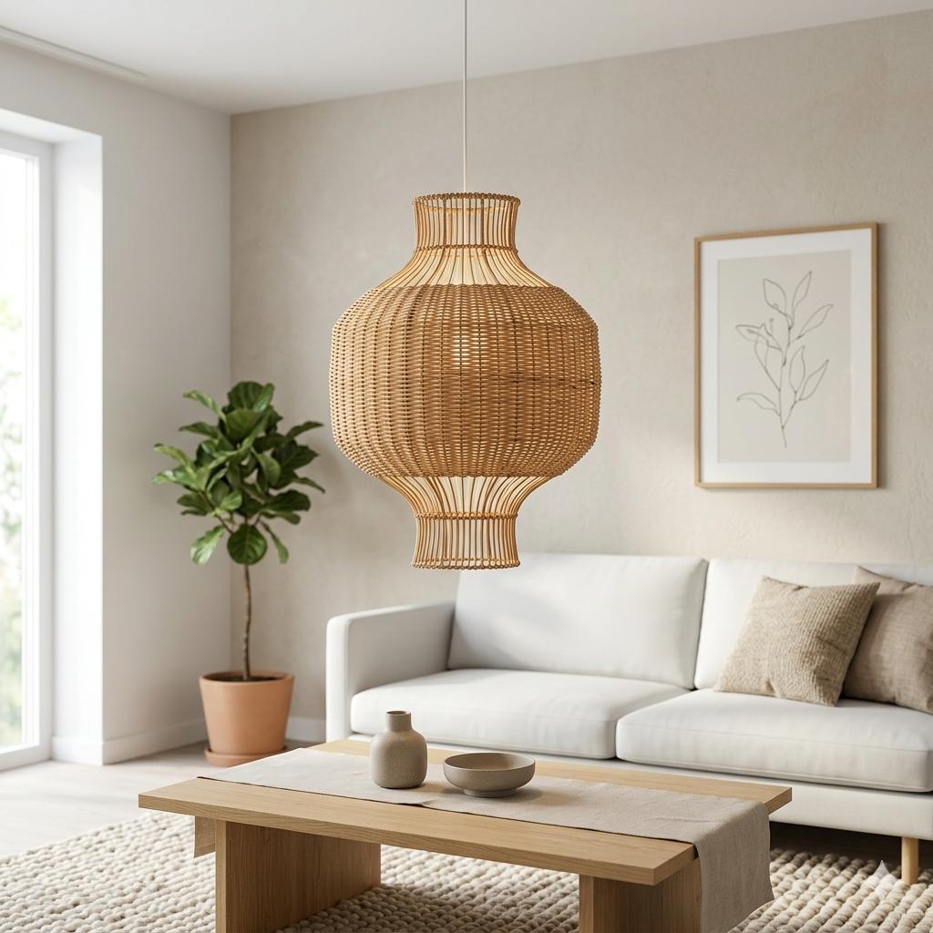 Handwoven Cane Ceiling Pendant Light for Modern Homes