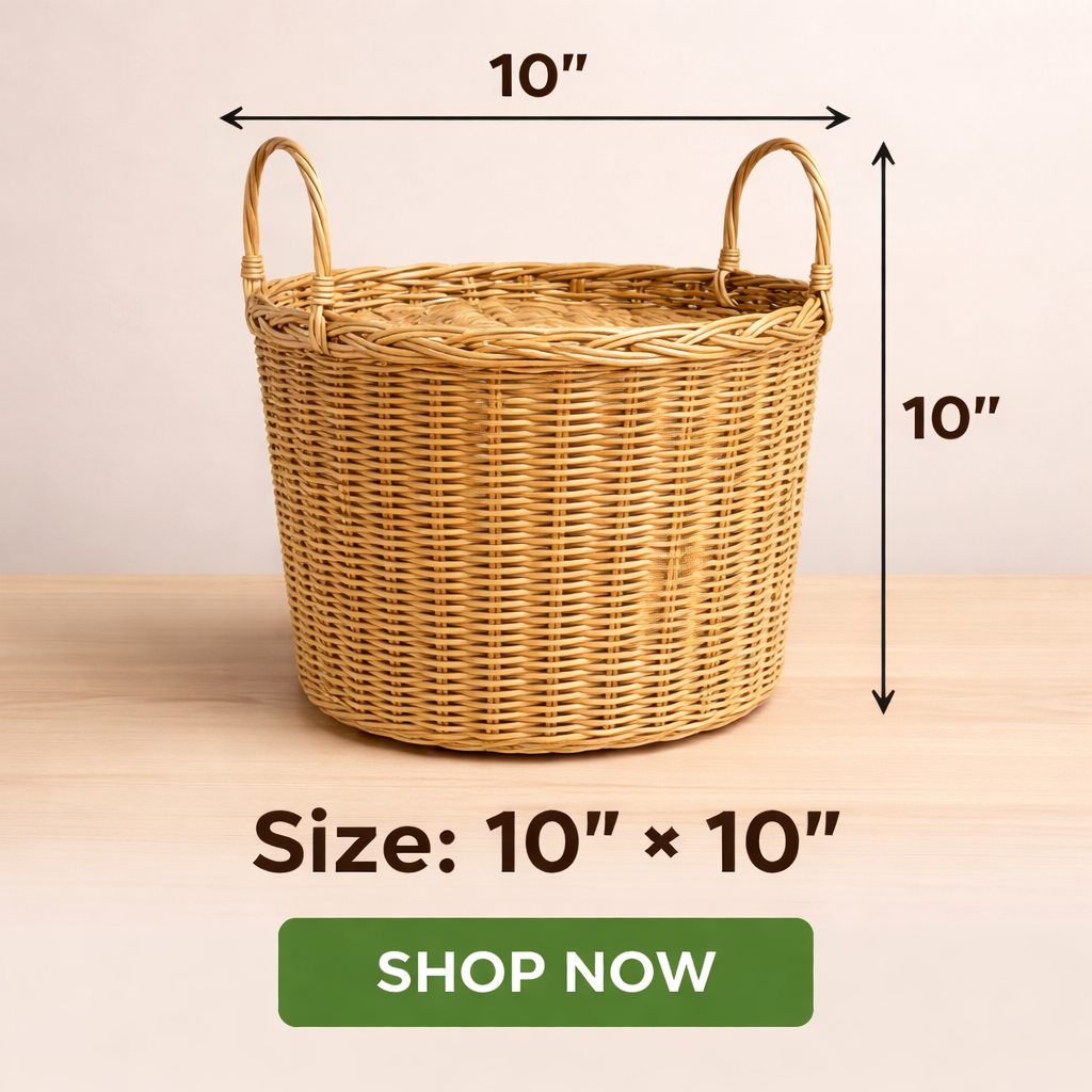 Handwoven Cane Rattan Laundry / storage Basket
