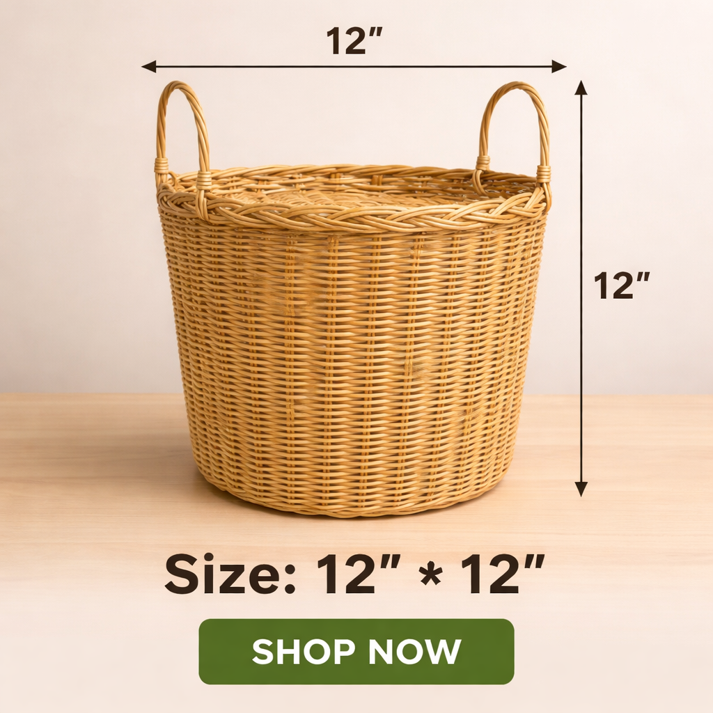Handwoven Cane Rattan Laundry / storage Basket