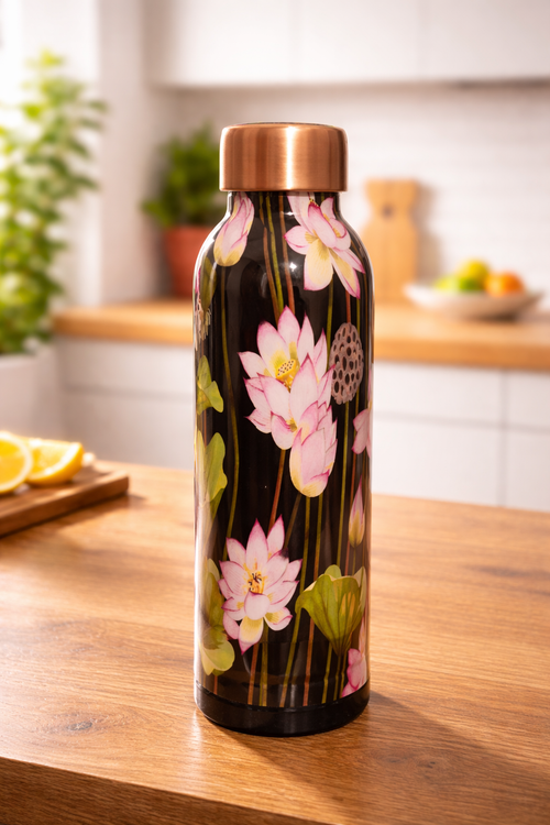 Charkha Pure Copper Designer Water Bottle