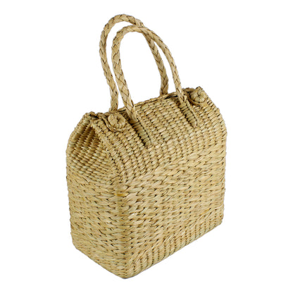 Kauna Grass Picnic Basket, Water Hyacinth Handwoven Bag, Seagrass Picnic Bag - Medium Size