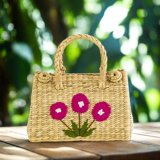 Pink Flower Embroidery Bag