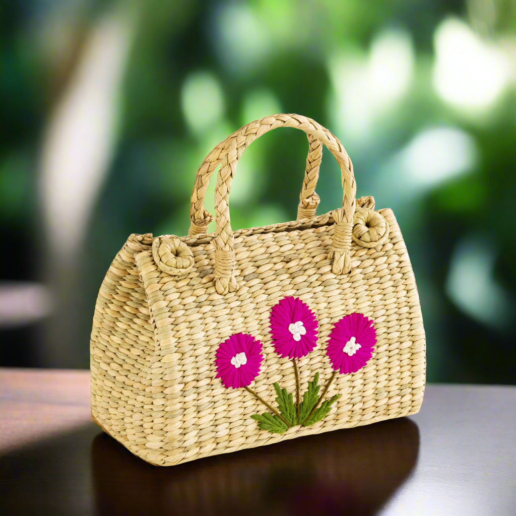 Pink Flower Embroidery Bag