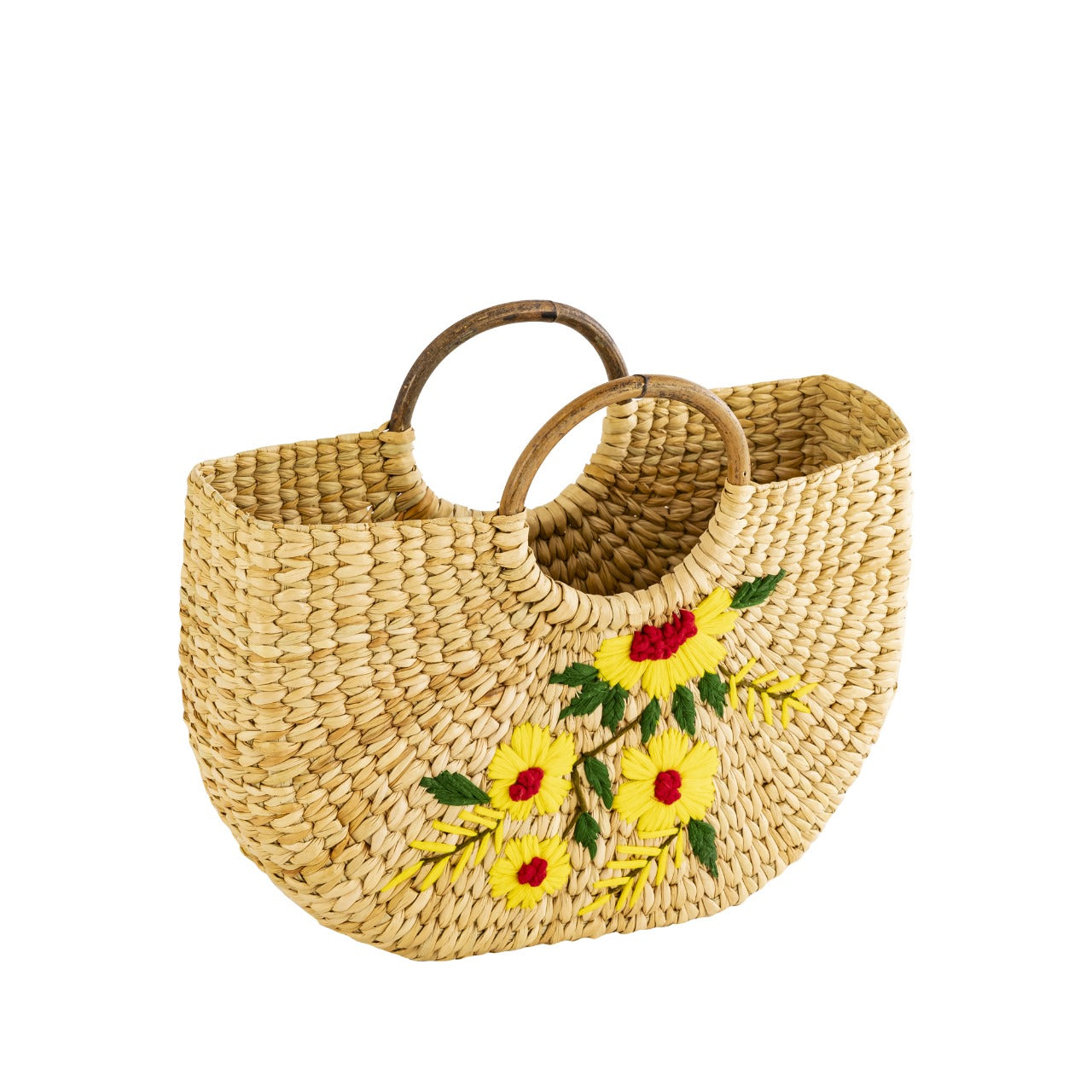 Seagrass, Water Hyacinth, Kauna Grass Embroidery Cane Hand Bag, U Bag, Beach Bag