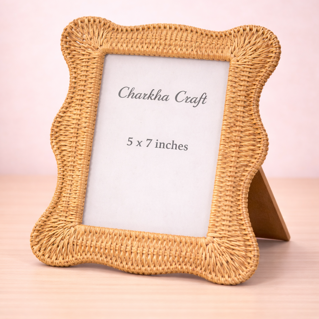 Wicker frame with family portrait