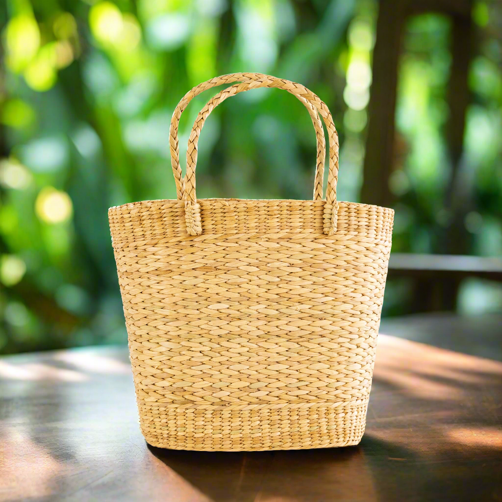 Kauna Grass, Water Hyacinth, Seagrass Handmade Shopping Basket - Medium Size Bag