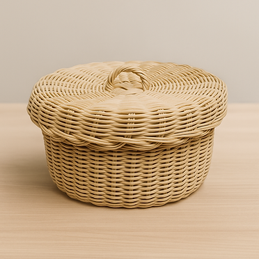 Handmade Cane Rattan Gift Basket with Lid