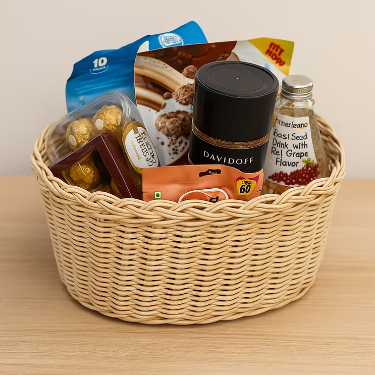 Decorative Rattan Gift Basket for Hampers & Décor