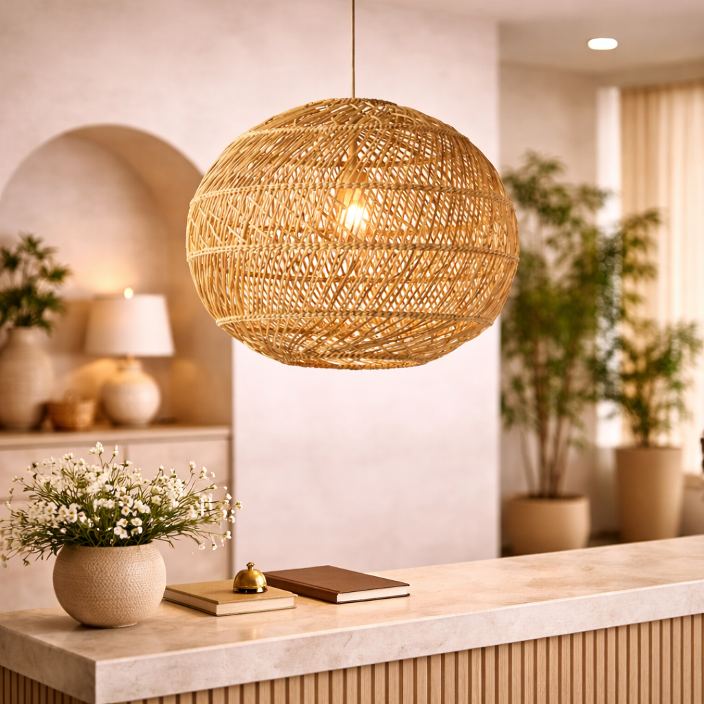 Handwoven Cane Pendant Ceiling Lamp