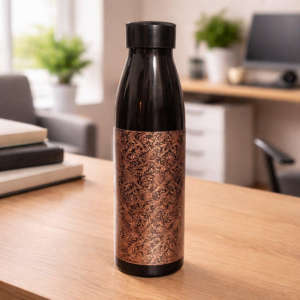 Charkha Pure Copper Designer Water Bottle