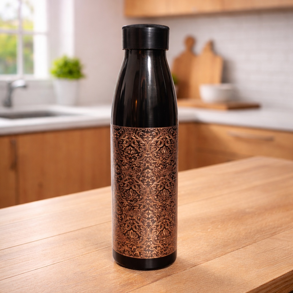 Charkha Pure Copper Designer Water Bottle