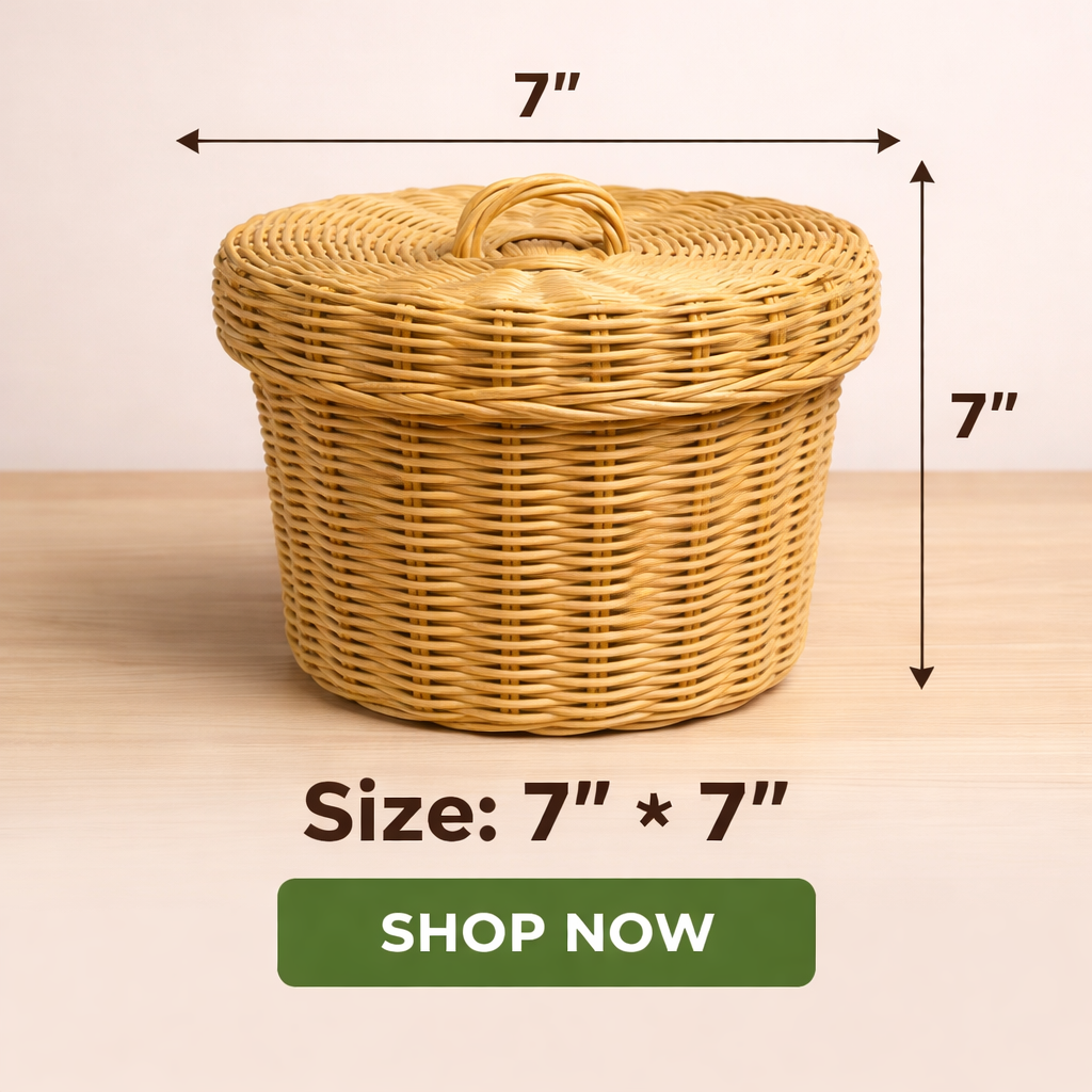 Handwoven Cane Rattan Laundry Basket
