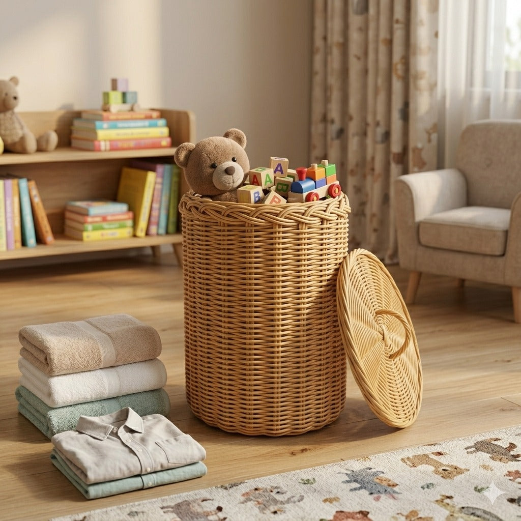 Handwoven Rattan Laundry & toys Basket