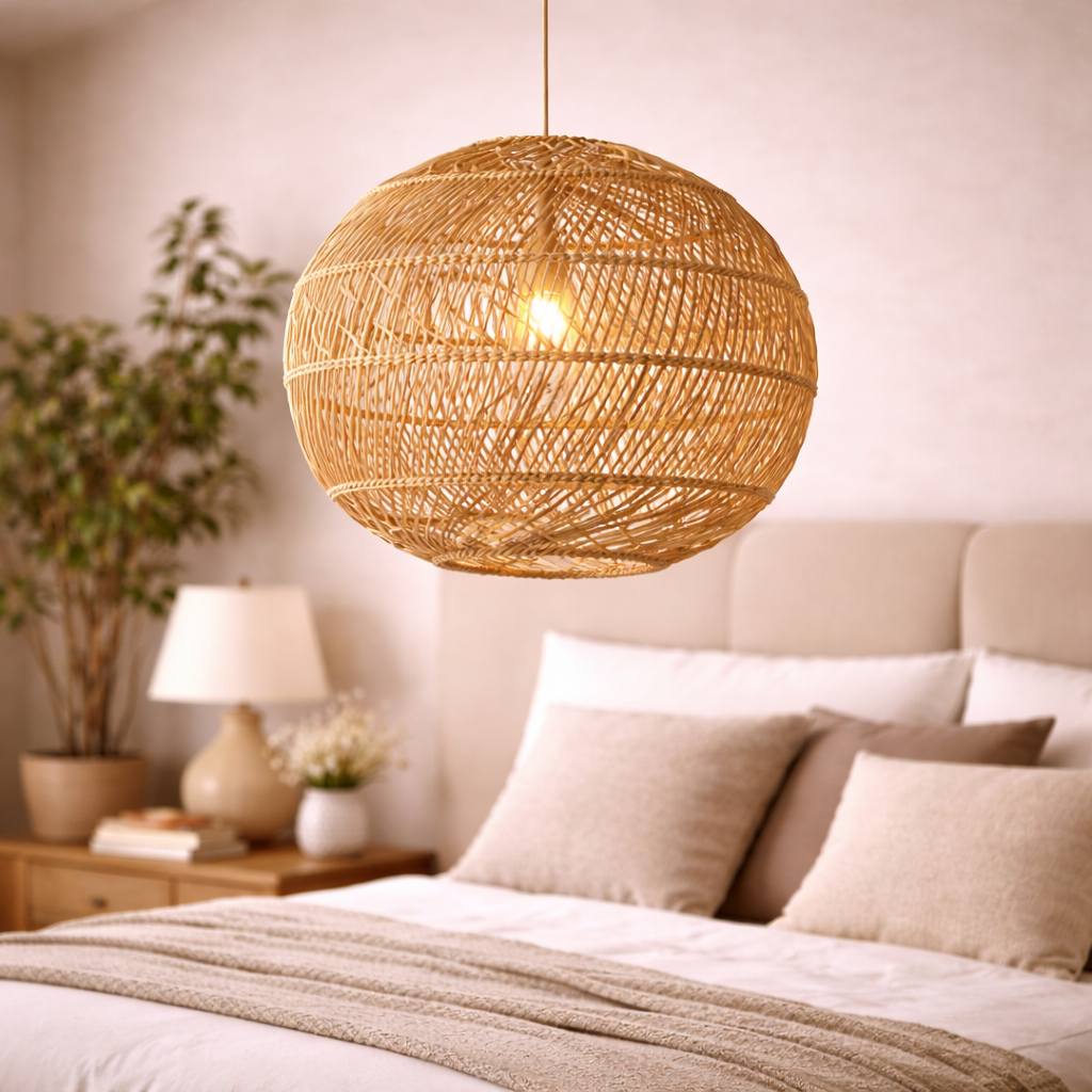 Handwoven Cane Pendant Ceiling Lamp