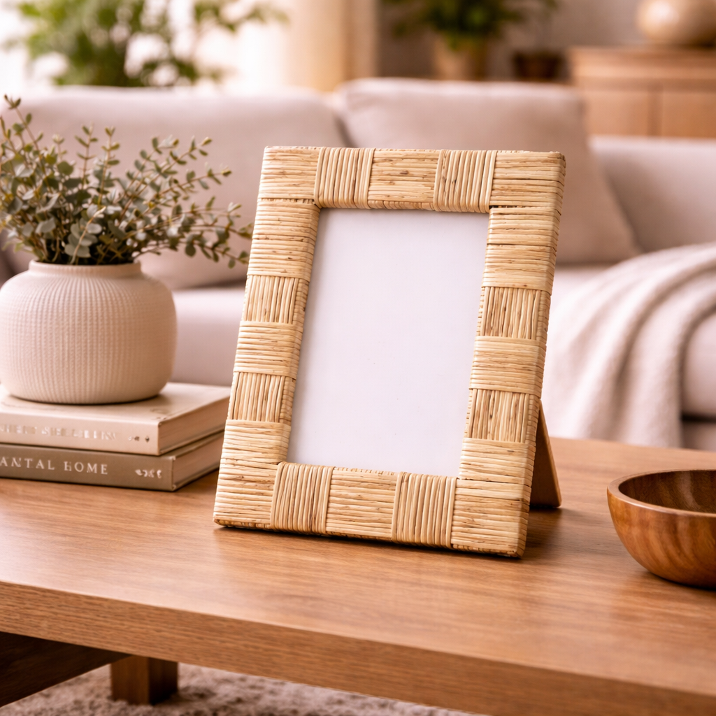 Premium Handwoven Rattan Photo Frame