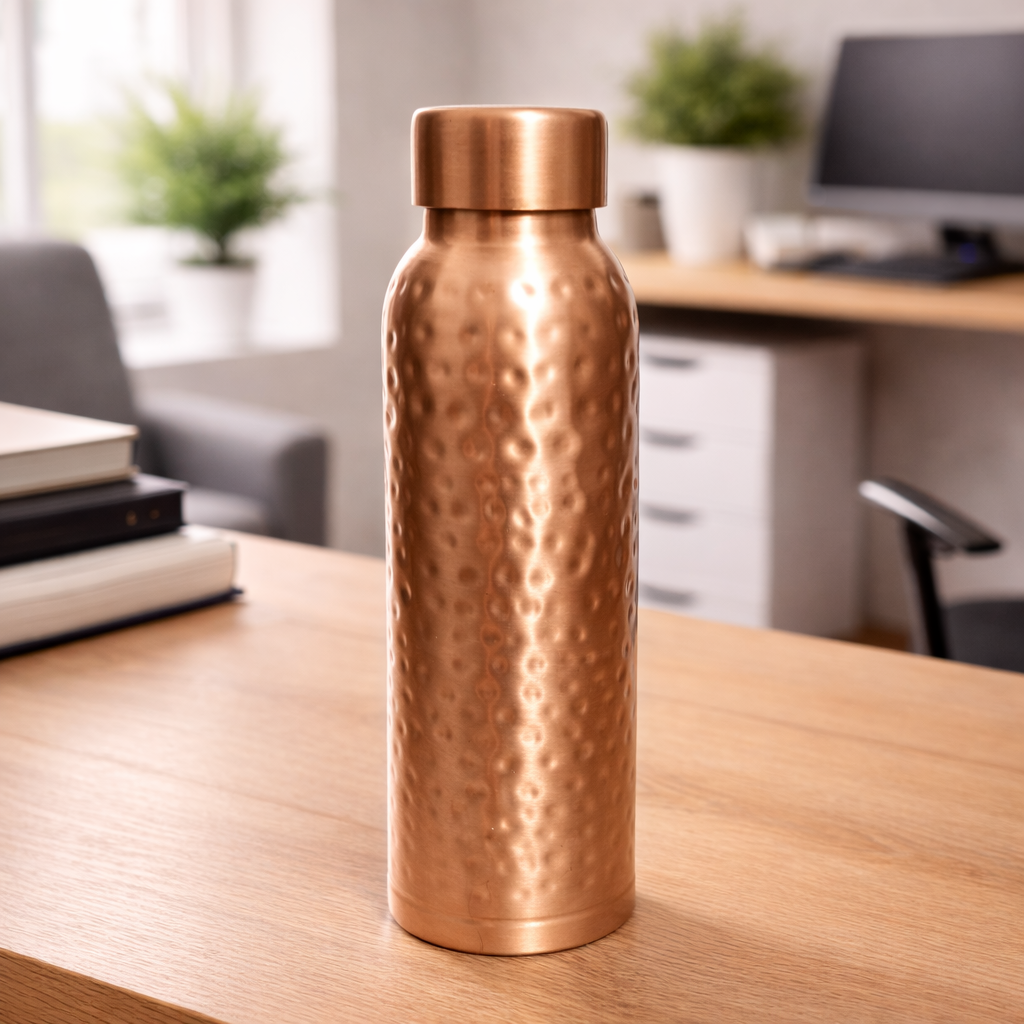 Charkha Pure Copper Designer Water Bottle