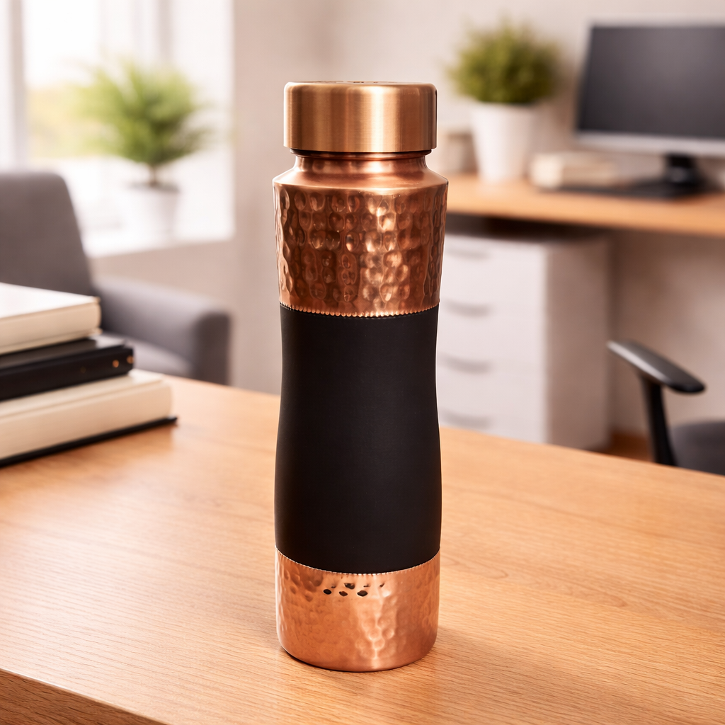 Charkha Pure Copper Designer Water Bottle