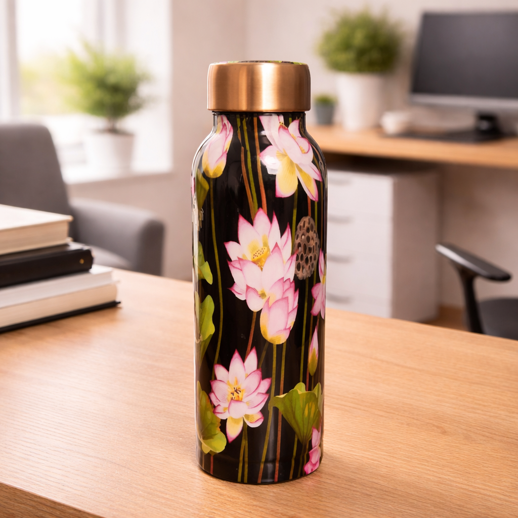 Charkha Pure Copper Designer Water Bottle