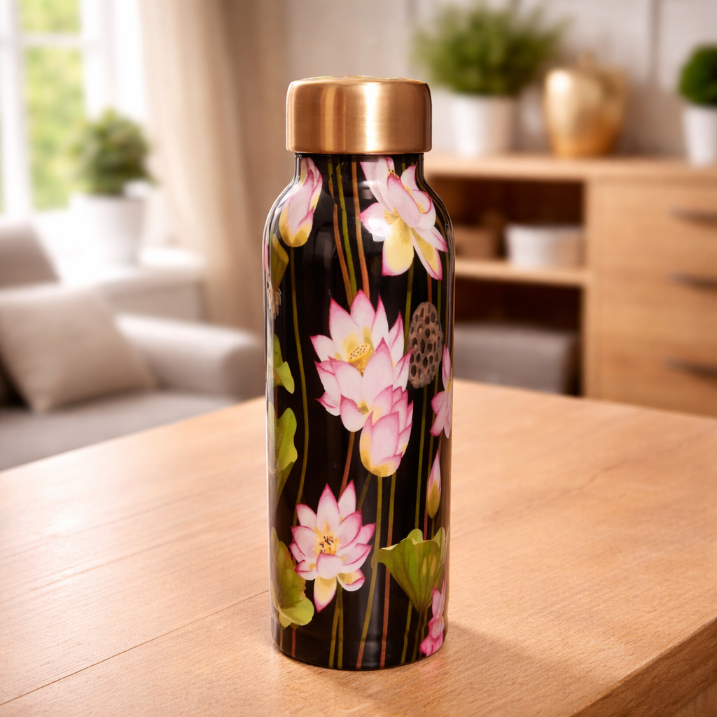 Hammered Pure Copper Water Bottle for Ayurvedic Drinking