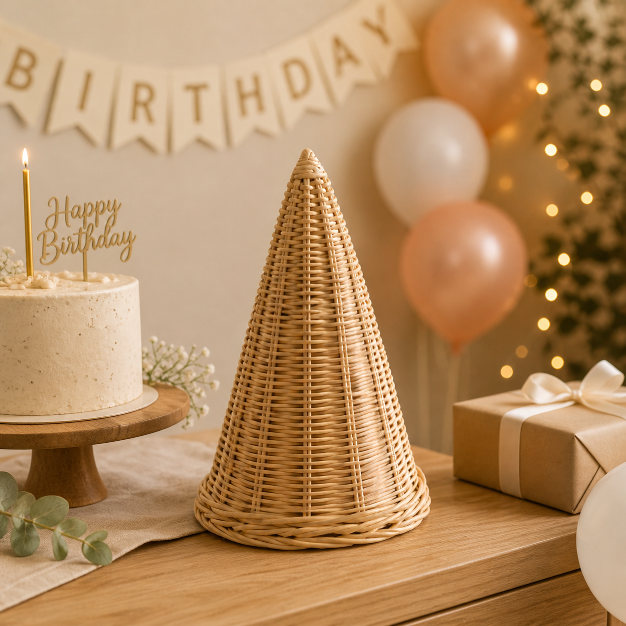 Handmade Cane Rattan Christmas Cap