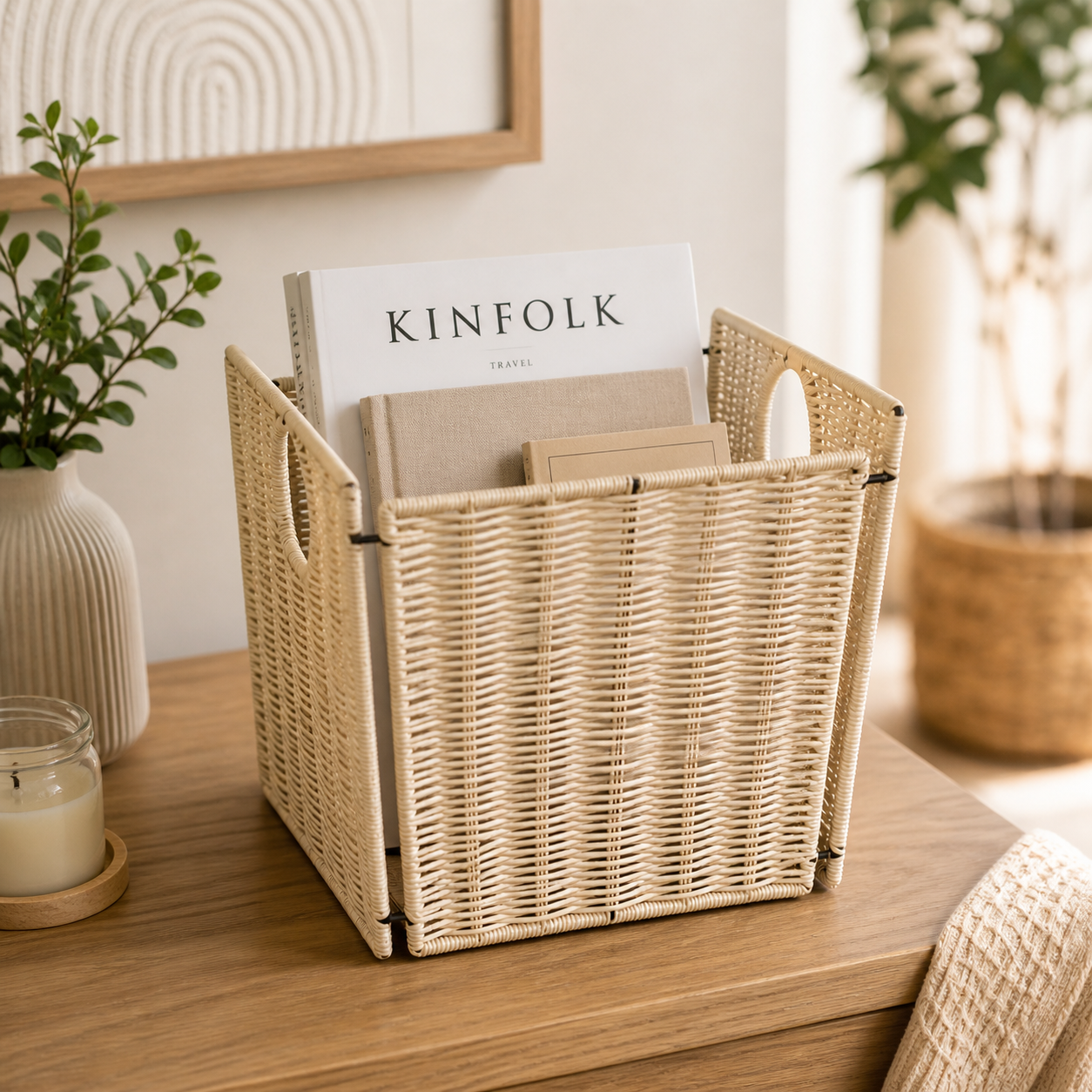 Handmade Cane Planter Basket for Indoor Greenery
