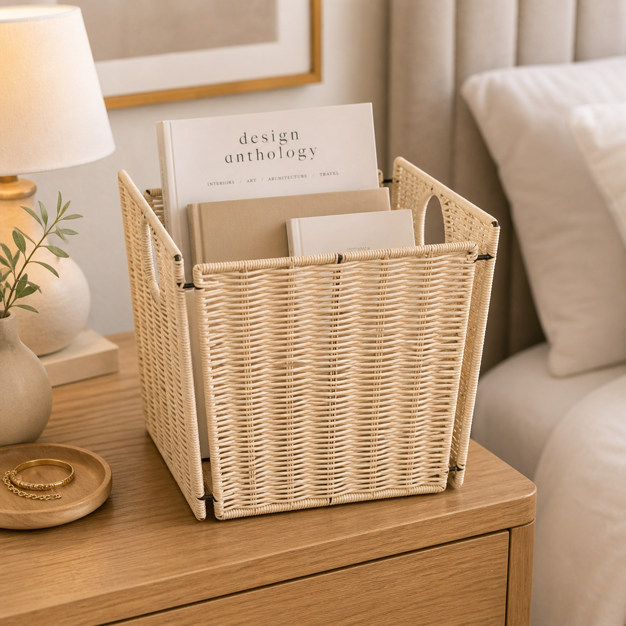 Handmade Cane Planter Basket for Indoor Greenery