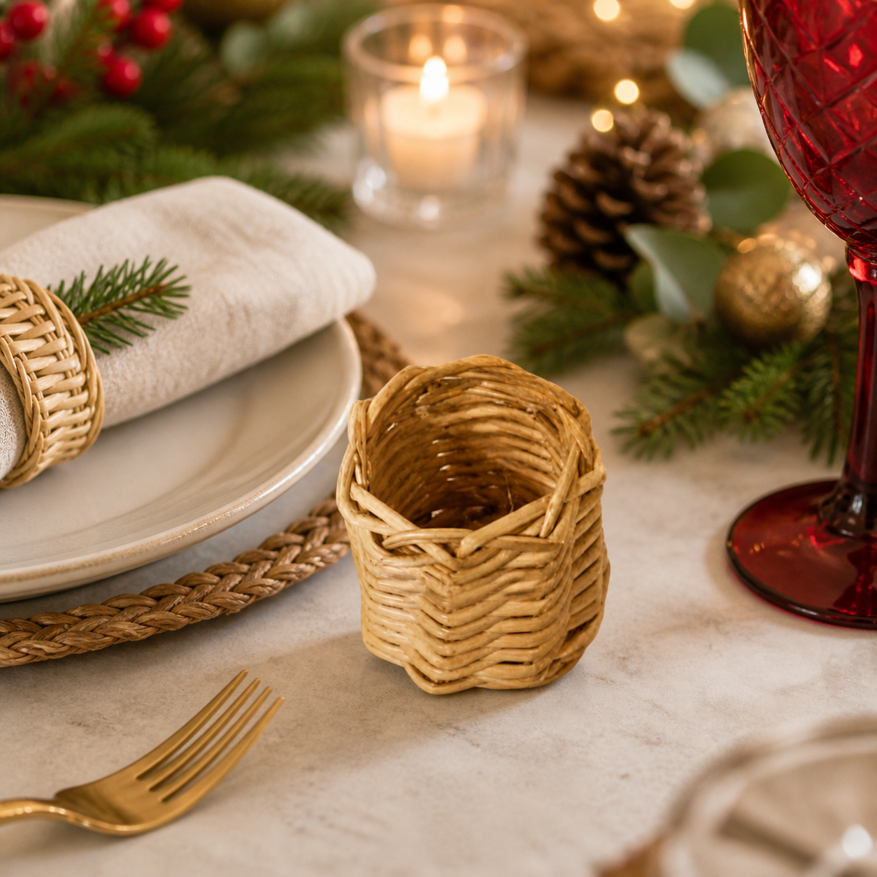 Artisan Cane Napkin Ring for Elegant Dining Tables