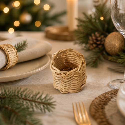 Artisan Cane Napkin Ring for Elegant Dining Tables