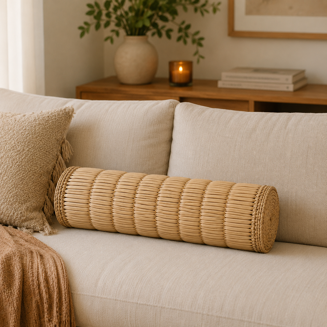 Round Natural Decorative Cushion