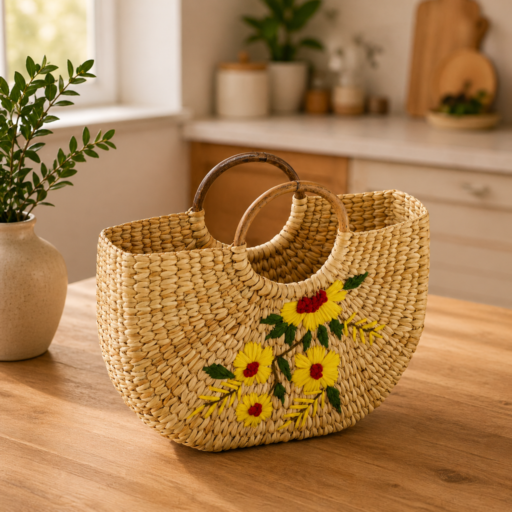 Natural Oval Picnic & Carry Bag