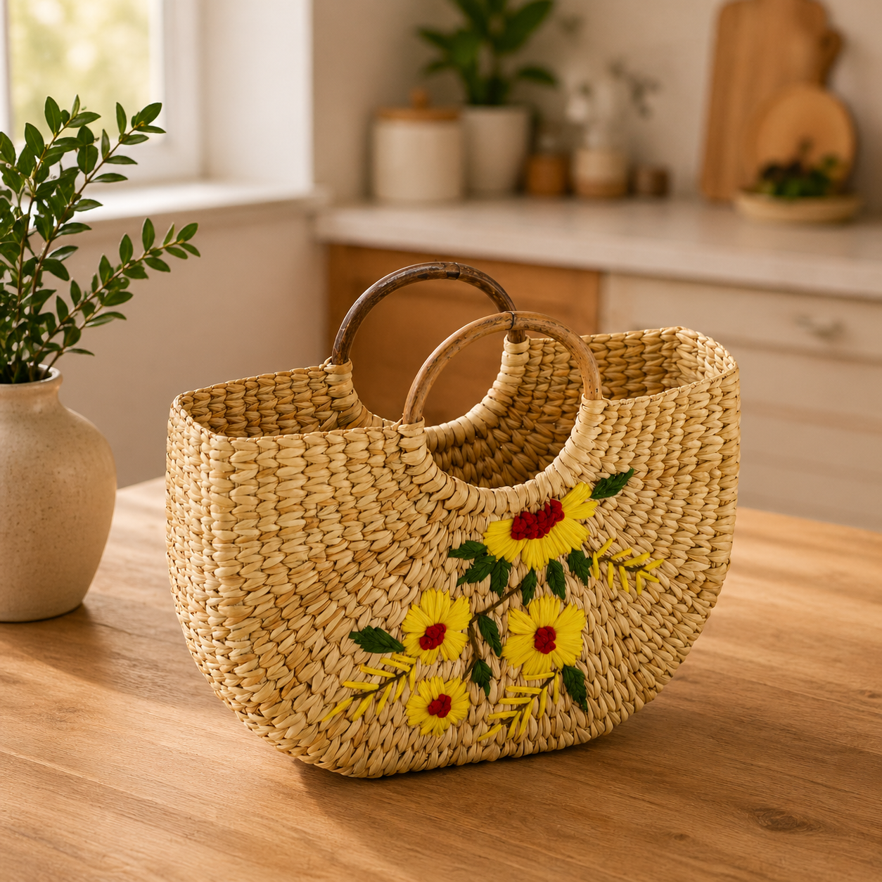Natural Oval Picnic & Carry Bag