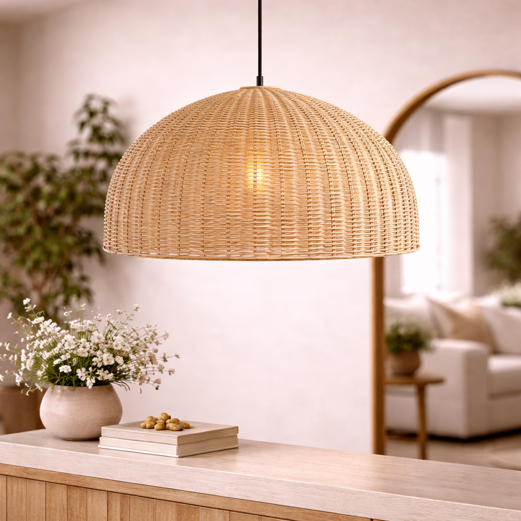 Handmade Cane Ceiling Light for Warm Home Décor