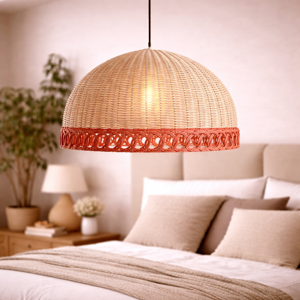 Handwoven Cane Pendant Ceiling Light