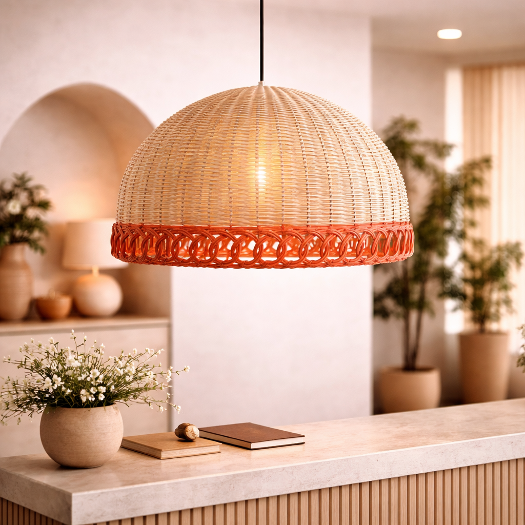 Handwoven Cane Pendant Ceiling Light