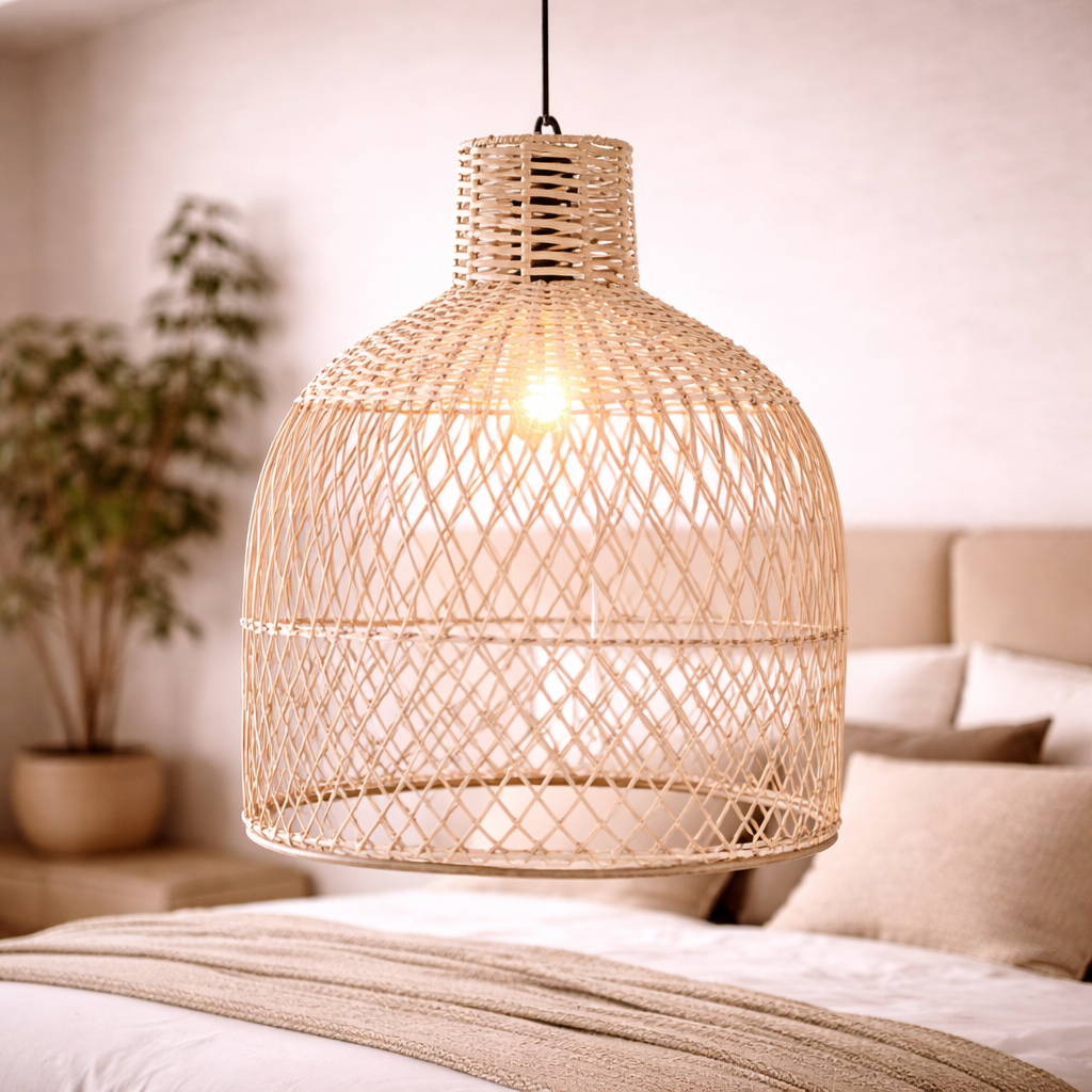 Handwoven Cane Pendant Ceiling Light