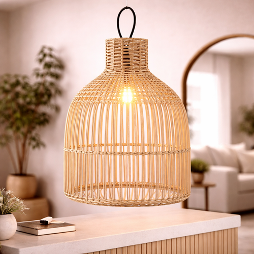 Artisan Cane Pendant Light for Dining & Living Rooms
