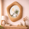 Handcrafted Rattan Wall Mirror for Living Room